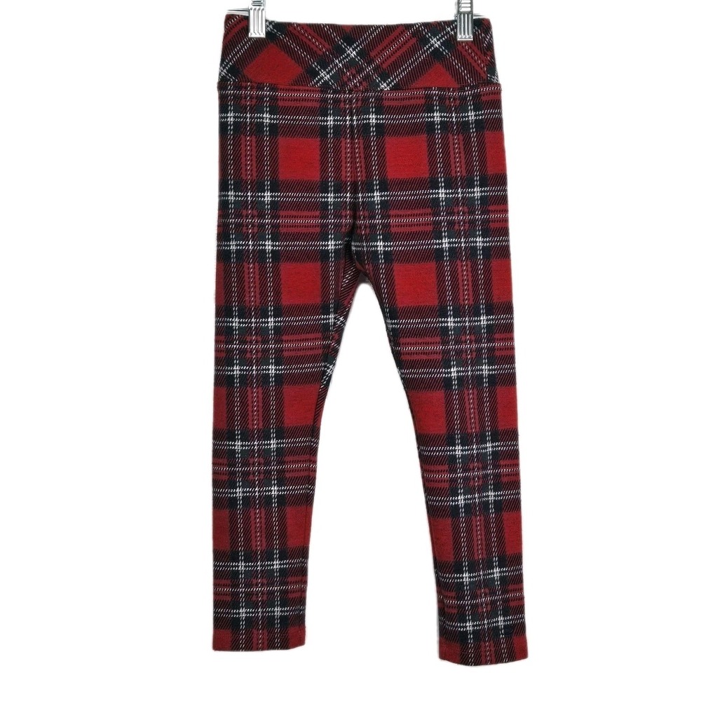 Vineyard Vines Girls Holiday Plaid Leggings Size XS 5-6 Red Green Pants